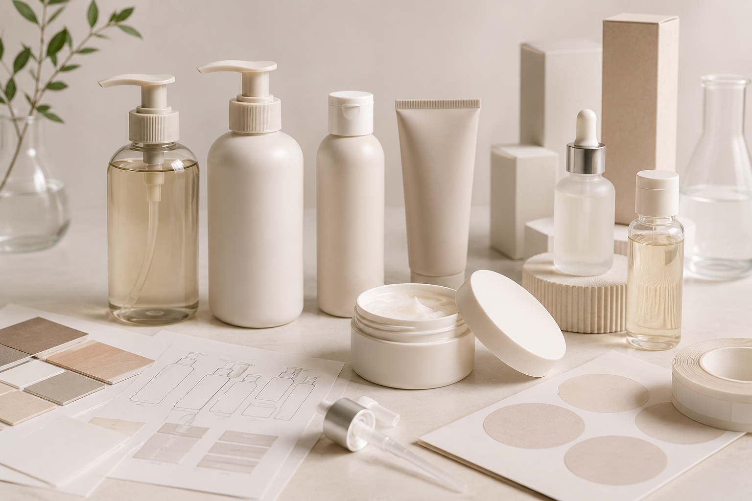 Hair care packaging components and labeling options.